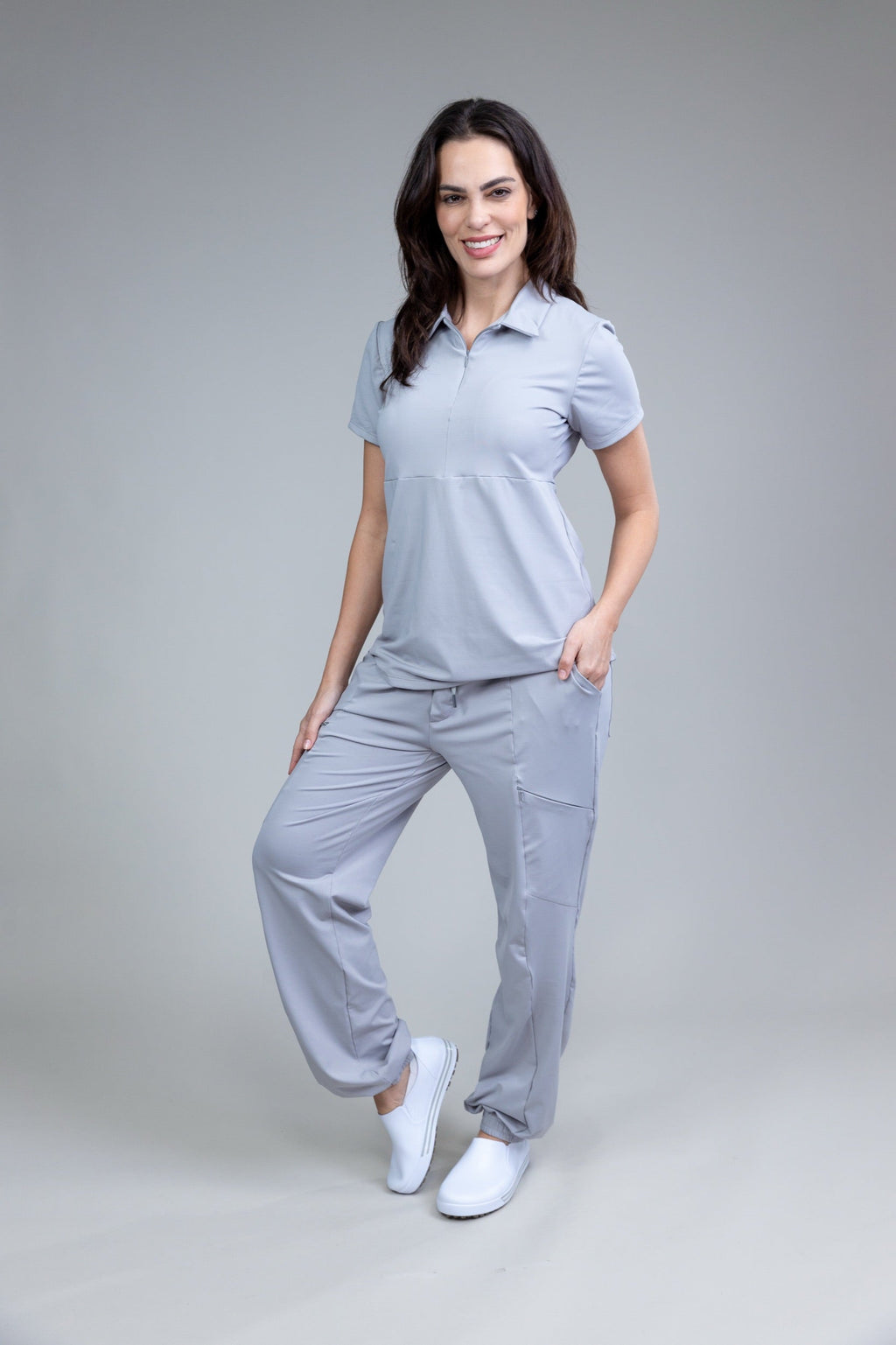 Scrub BioShield ZIP - Feminino - Cinza Tech